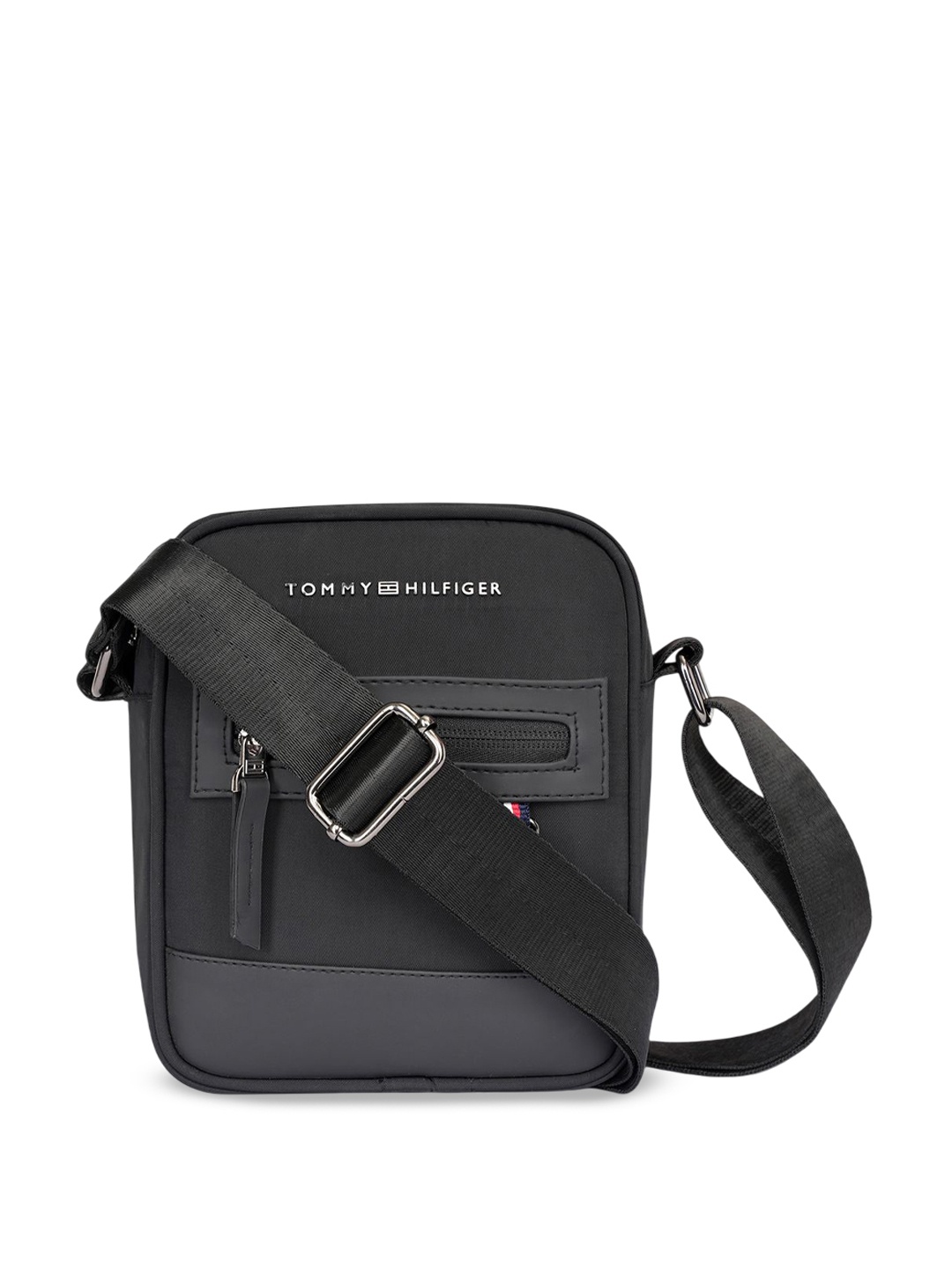 

Tommy Hilfiger Textured Structured Crossbody Sling Bag, Black