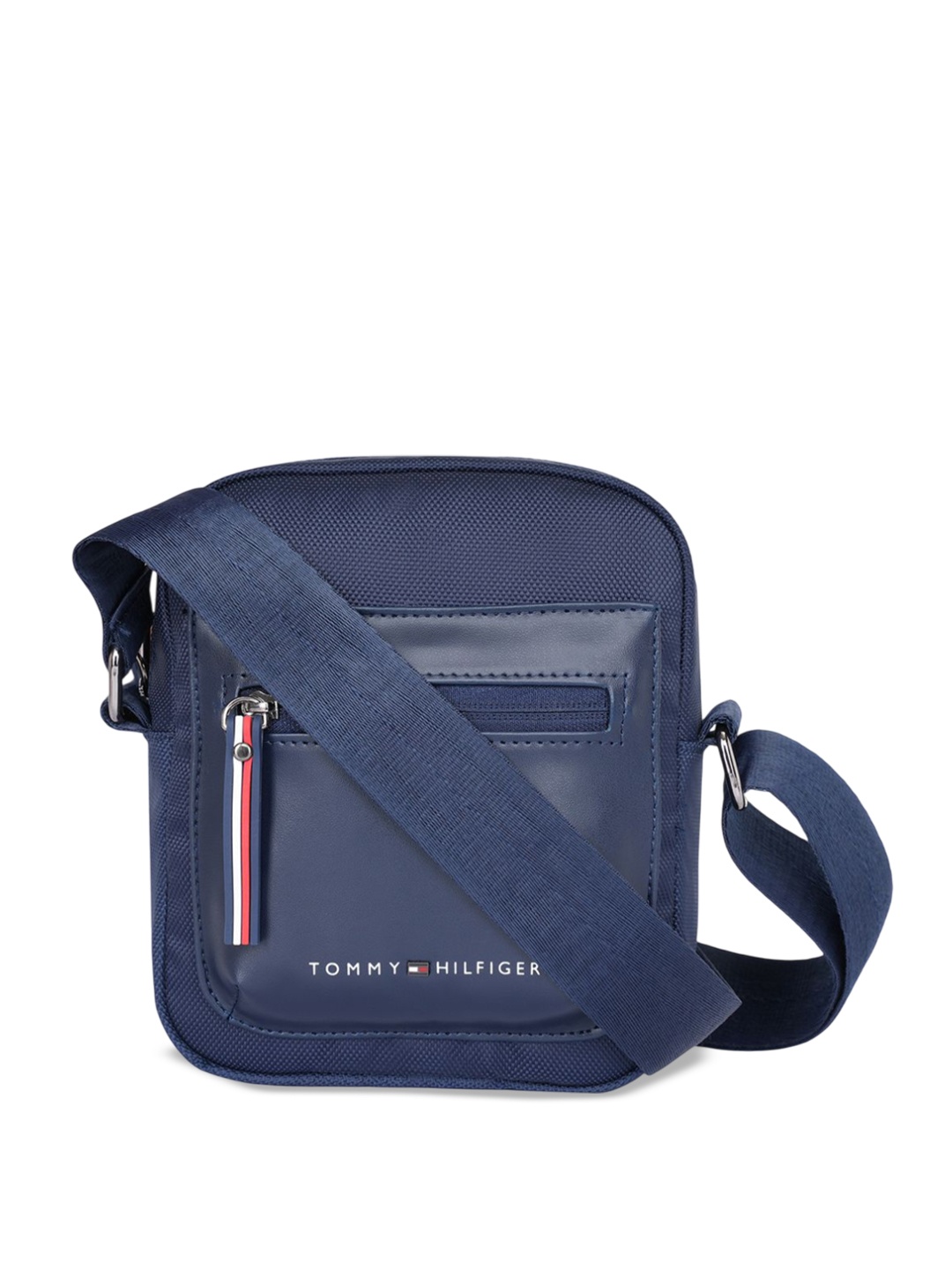 

Tommy Hilfiger Textured Structured Crossbody Sling Bag, Navy blue