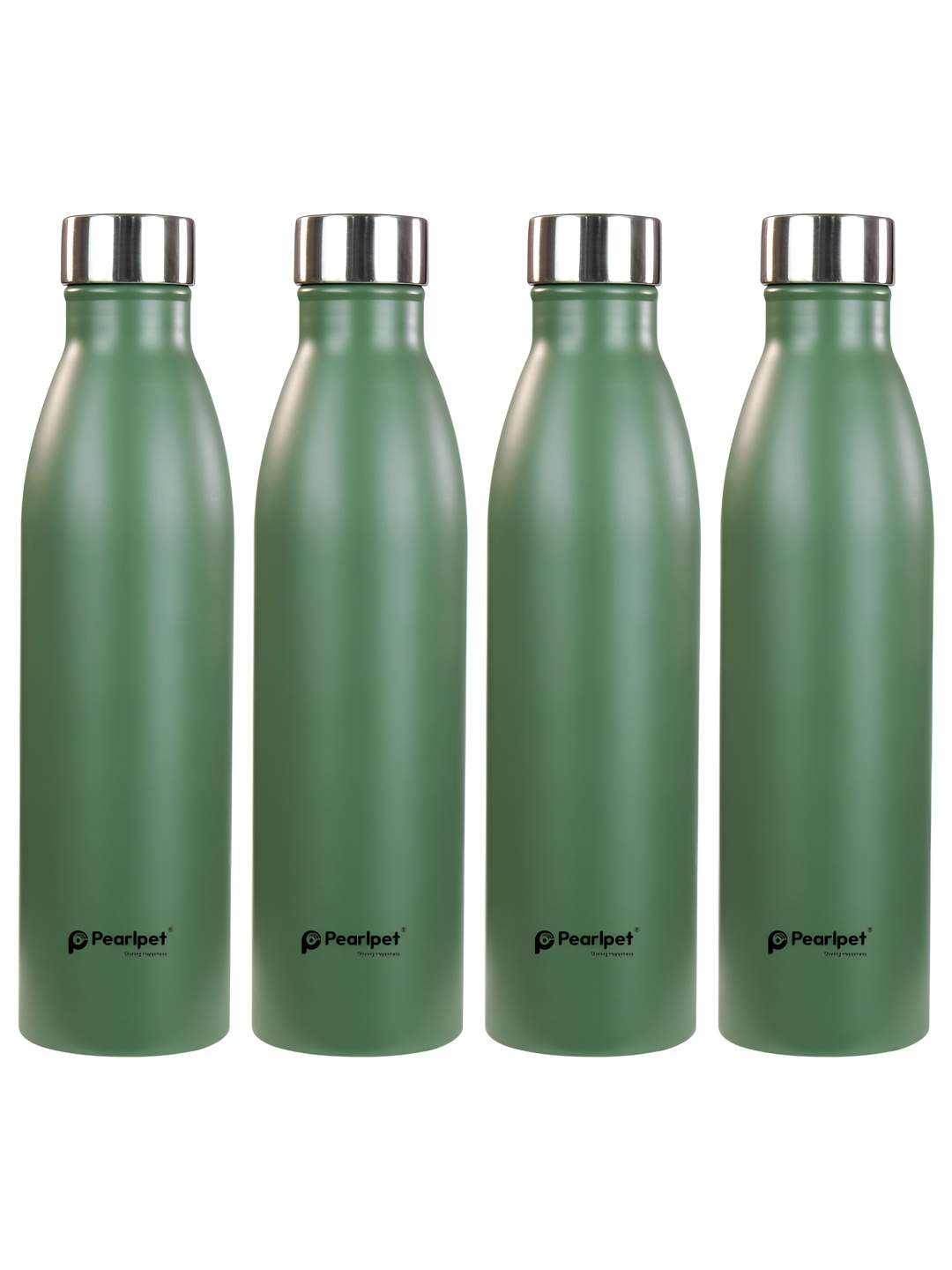 

Pearlpet Green 4 Pieces Single Wall Stainless Steel Water Bottle 1 L