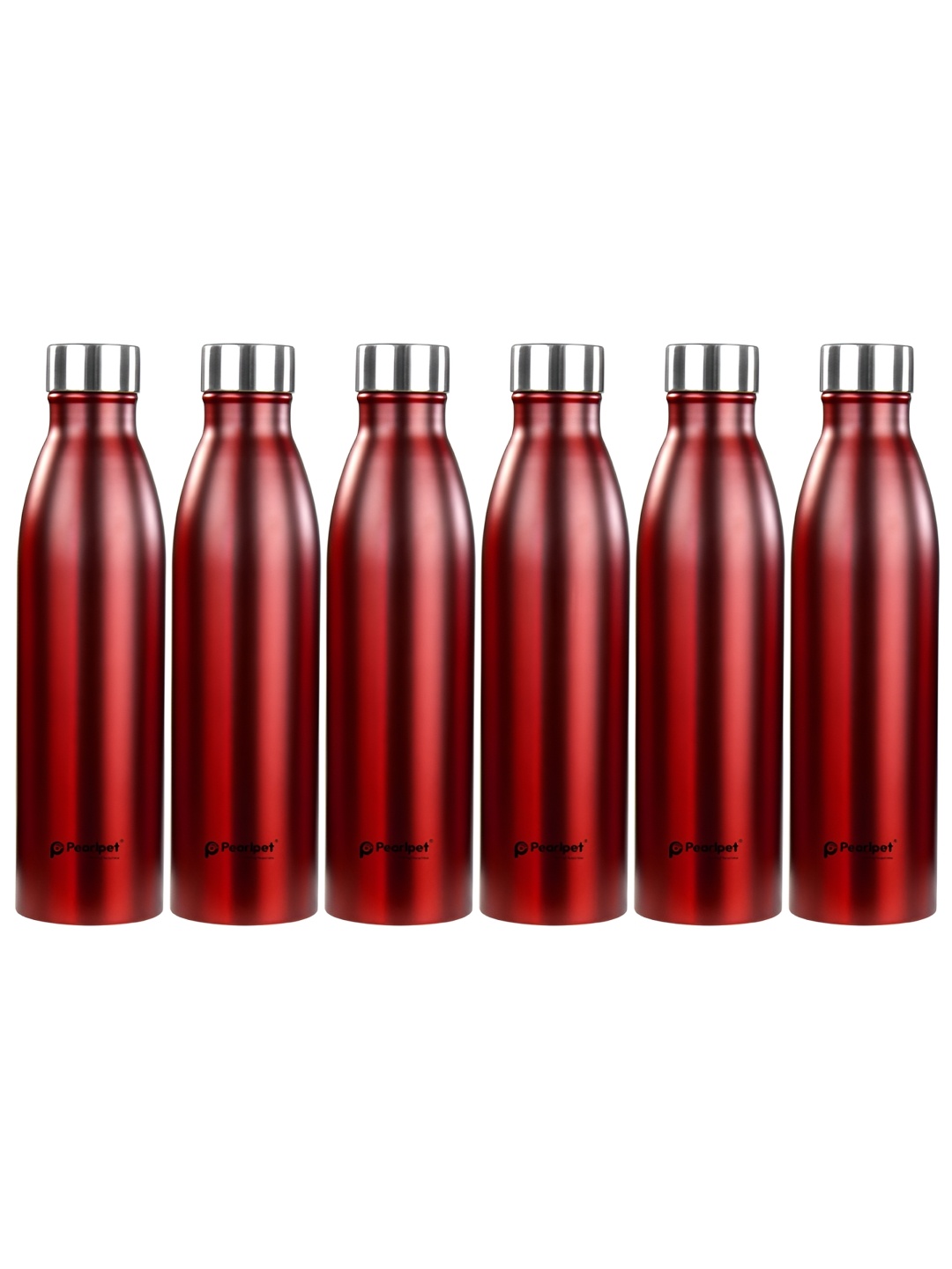 

Pearlpet Red 6 Pieces Single Wall Stainless Steel Water Bottle 1 L