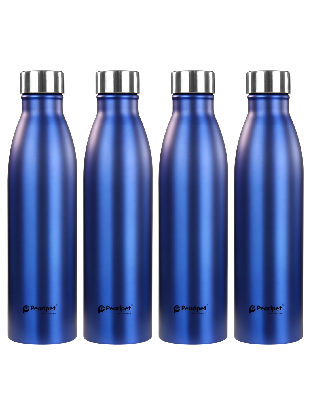 

Pearlpet Blue 4 Pieces Single Wall Stainless Steel Water Bottle 1 L