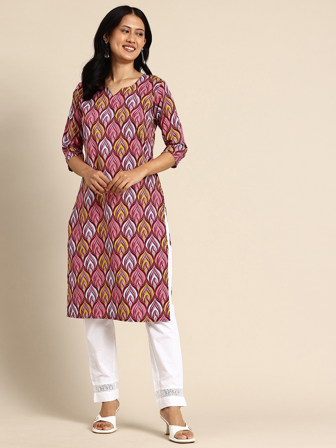 

KETAKI FASHION Ethnic Motifs Printed Crepe Kurta, Maroon