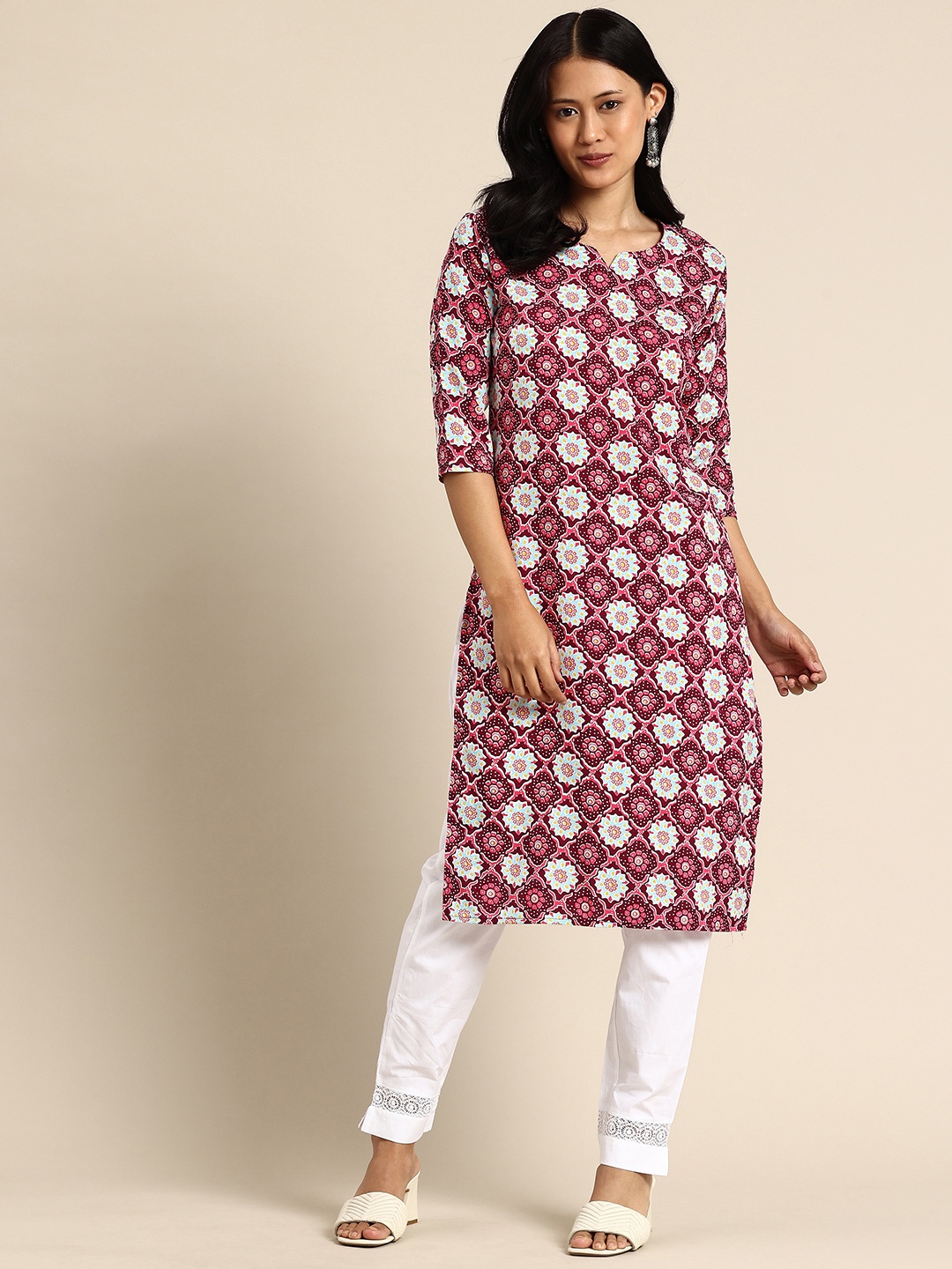 

KETAKI FASHION Ethnic Motifs Printed Crepe Kurta, Maroon