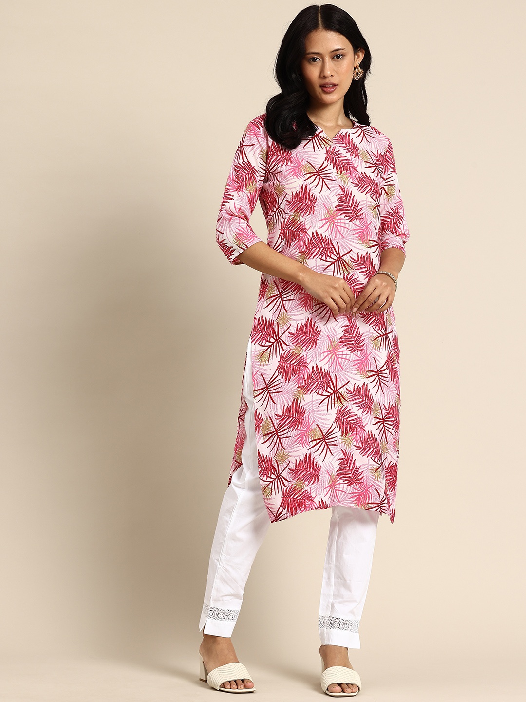 

KETAKI FASHION Floral Printed Crepe Kurta, Pink