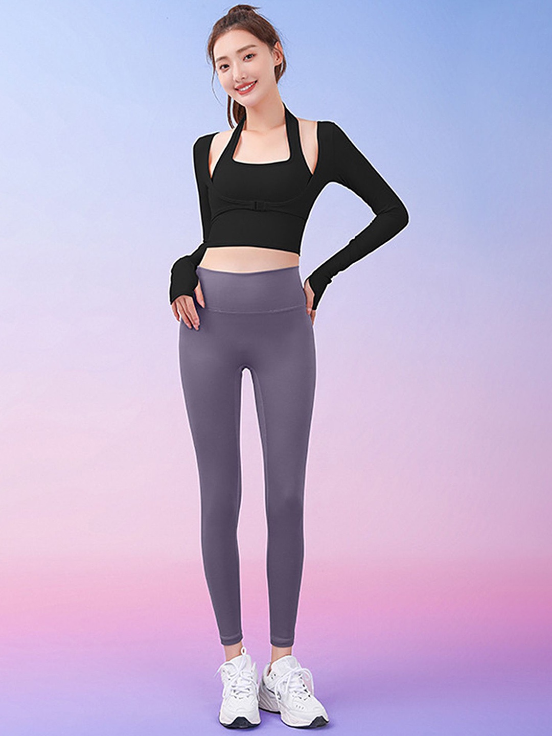 

LULU & SKY Activewear Top & Tight Co-Ords, Black