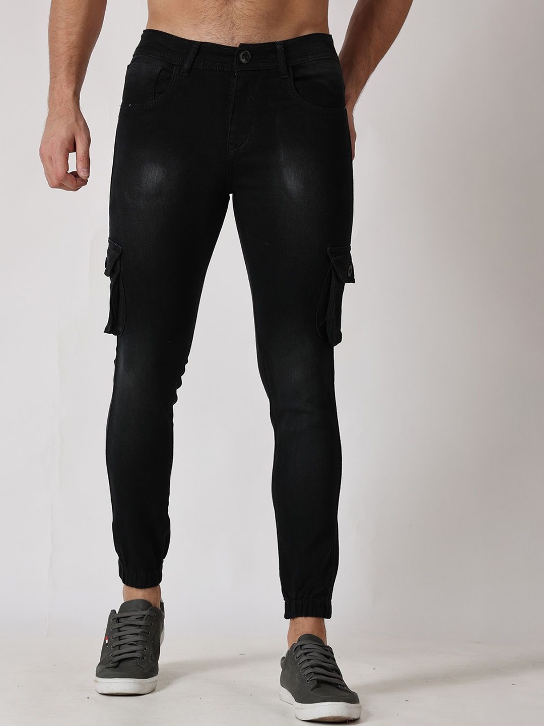 

EDITLOOK Men Comfort Slim Fit Light Fade Jeans, Black