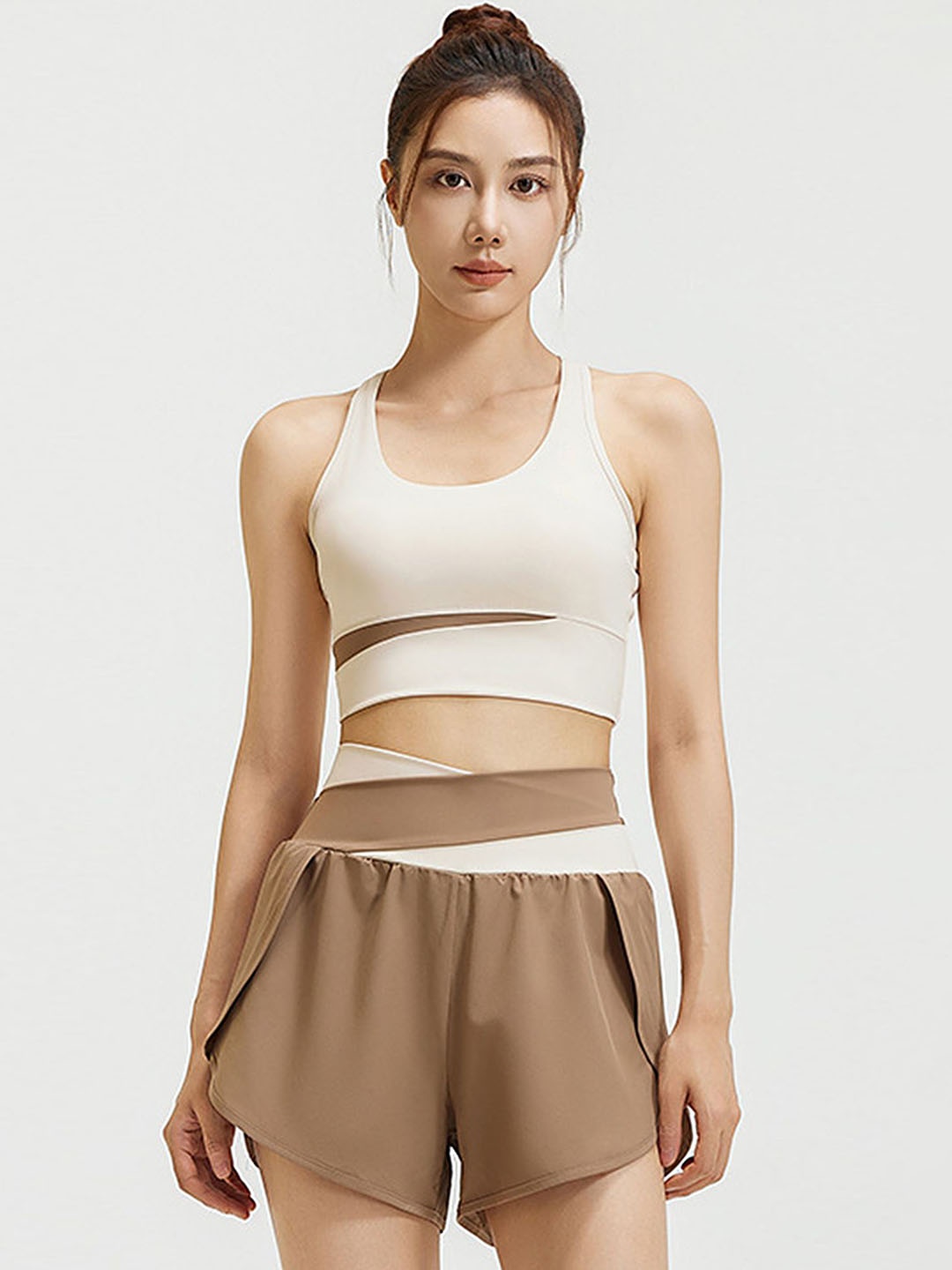 

LULU & SKY Colourblocked Crop Top With Shorts Co-Ords, White