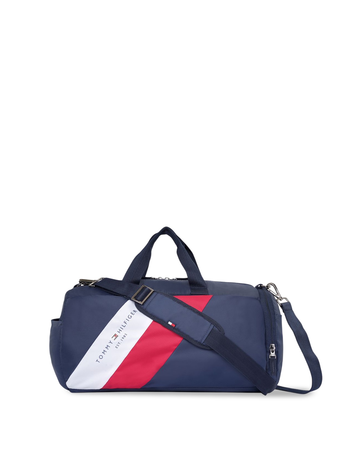 

Tommy Hilfiger Unisex Printed Small Sports or Gym Duffel Bag, Navy blue