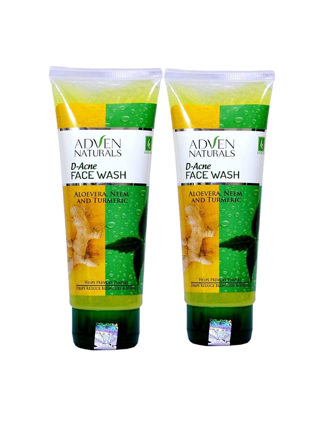 

ADVEN D-Acne Set Of 2 Face Wash With Aloevera, Neem & Turmeric - 100 g Each, Yellow