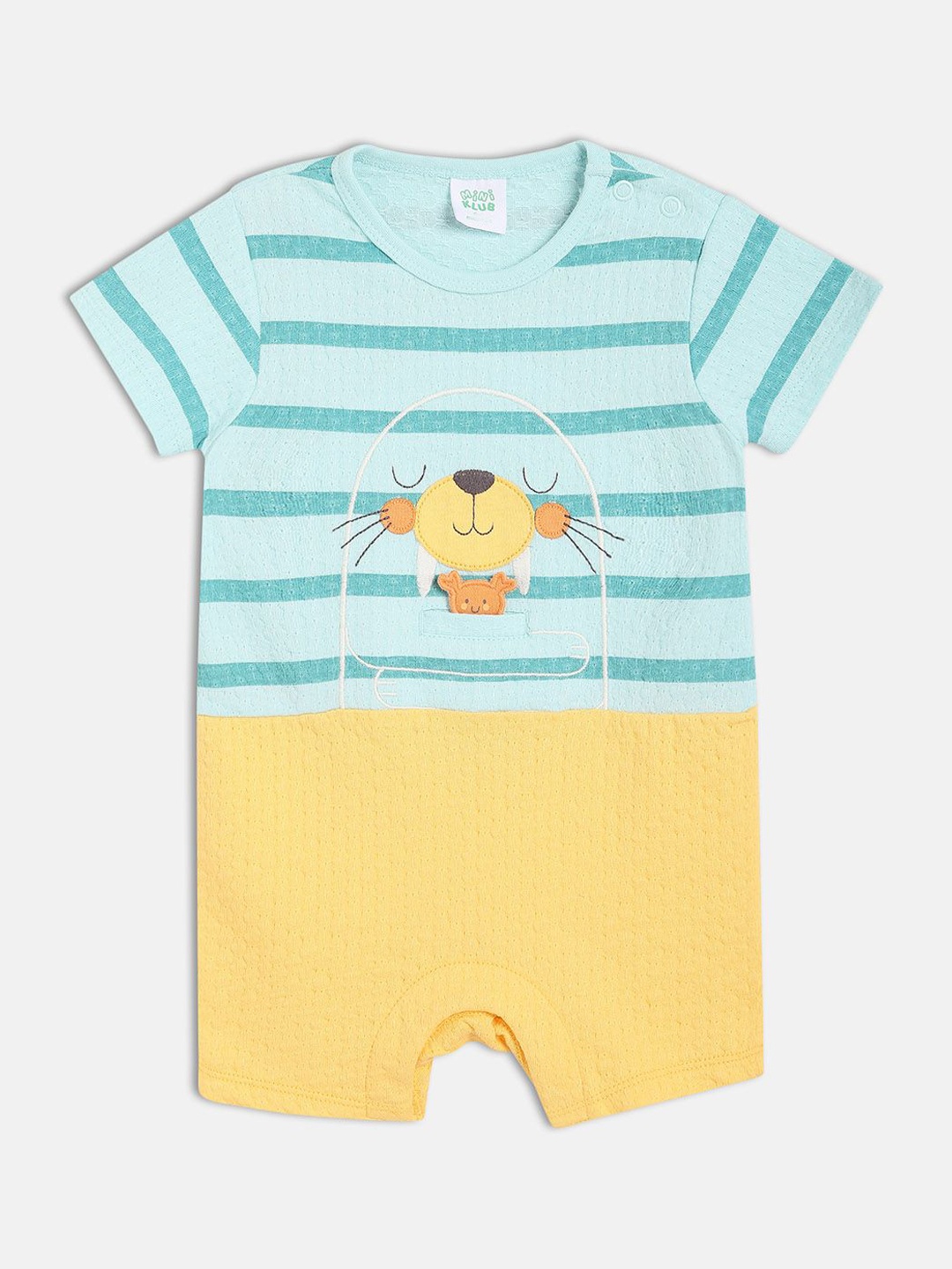 

MINI KLUB Infant Striped Applique Rompers, Blue