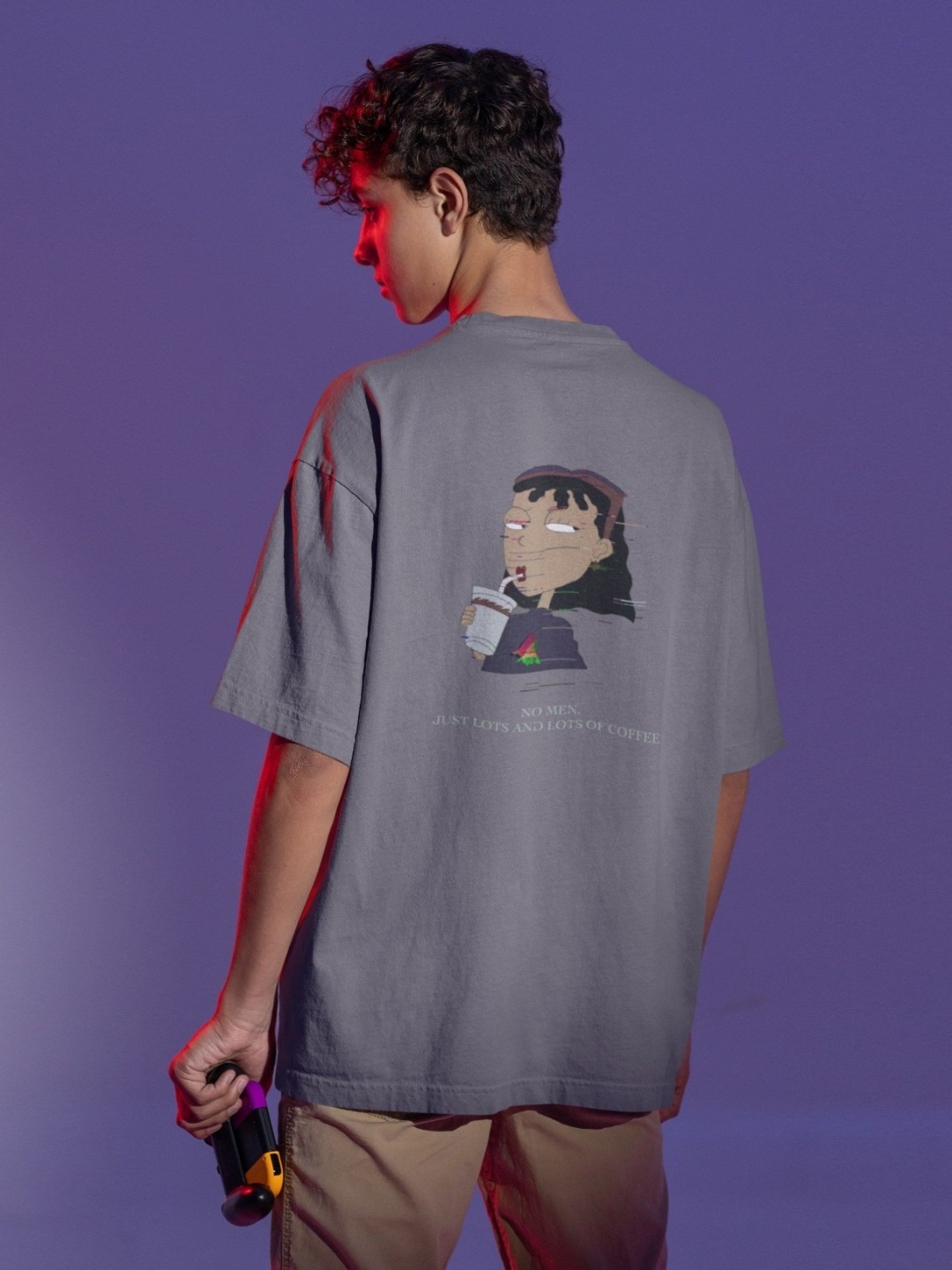 

TheBTclub Men Graphic Printed Activchill Oversized T-shirt, Grey