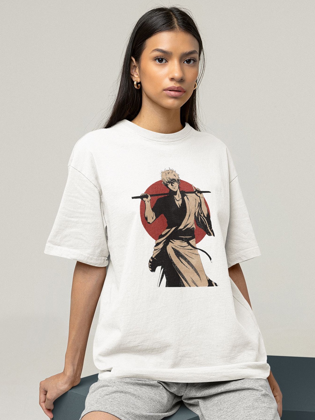 

TheBTclub Men Printed Drop-Shoulder Sleeves Activchill T-shirt, White