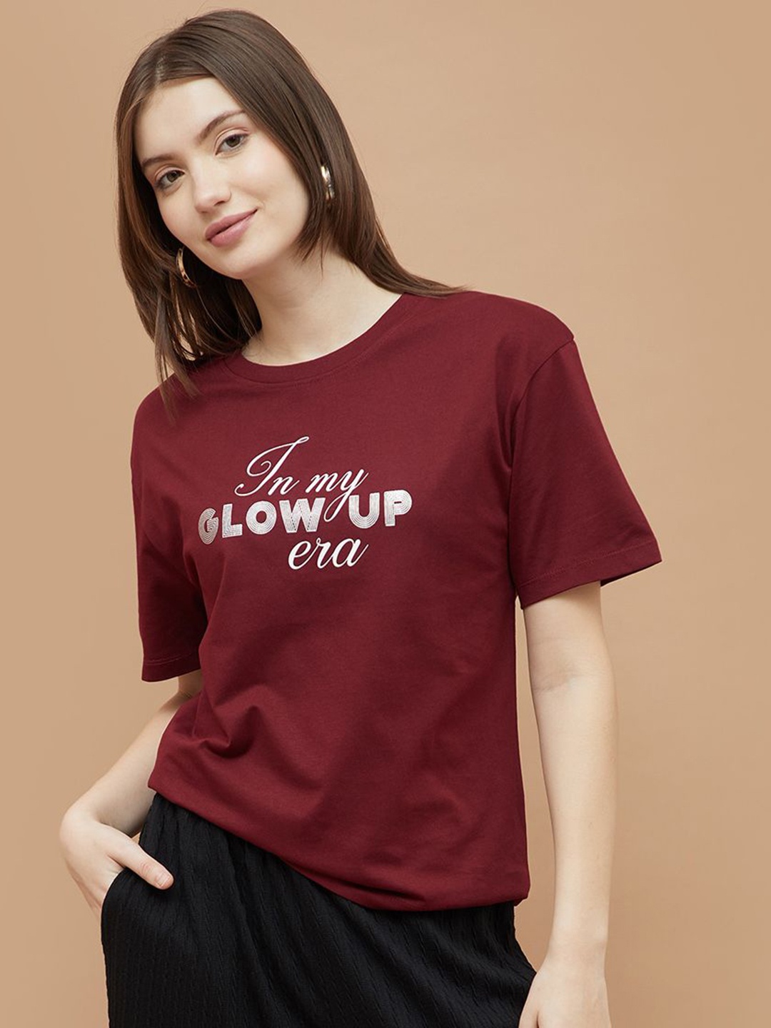 

Fame Forever by Lifestyle Women Typography Printed Round Neck Cotton T-shirt, Purple