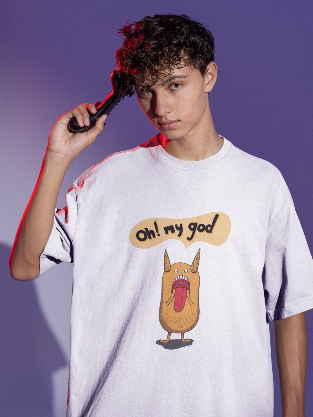 

TheBTclub Men Printed Drop-Shoulder Sleeves Activchill T-shirt, White