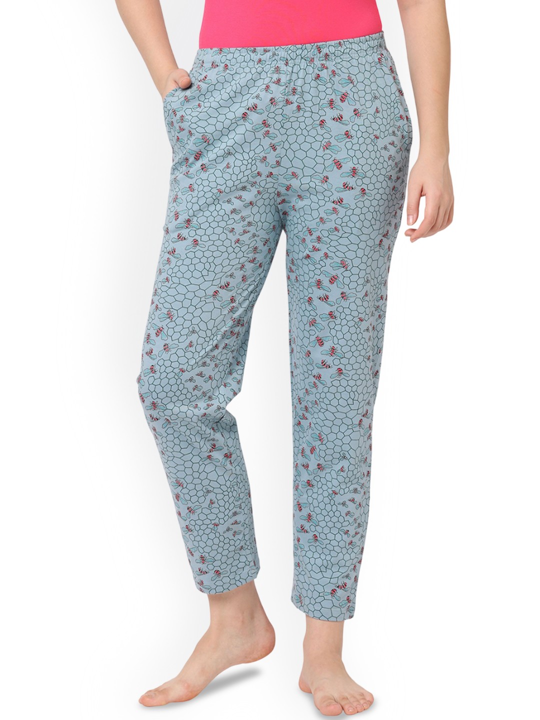 

LAASA SPORTS Printed Cotton Lounge Pants, Blue