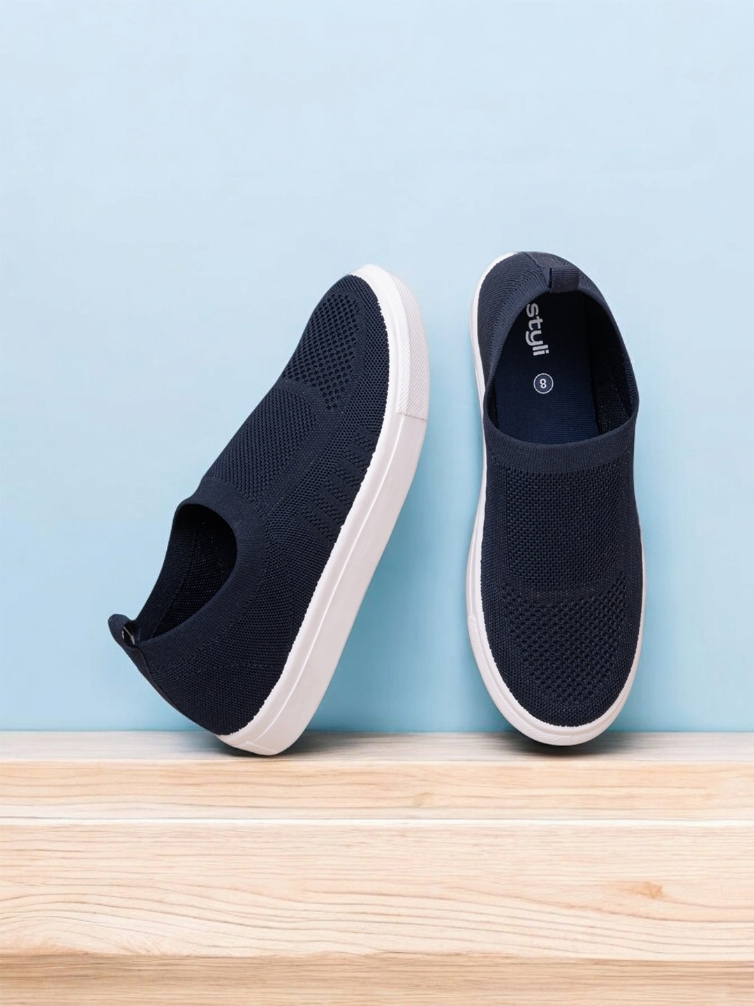 

Styli Men Slip on Casual Sneakers, Navy blue