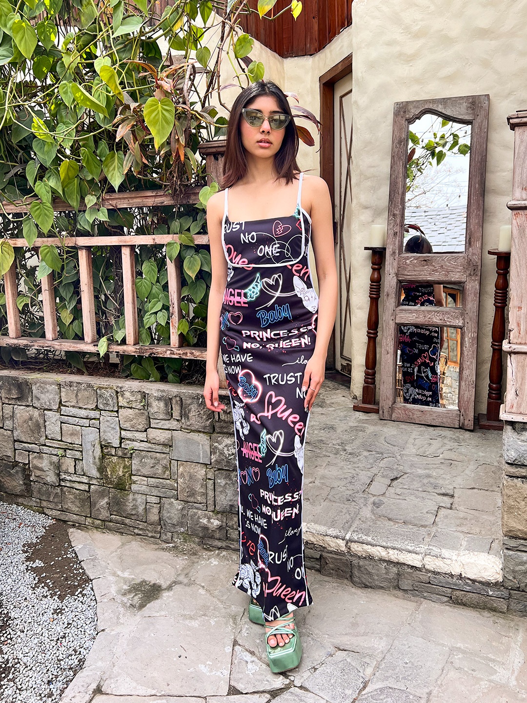 

Stylecast X Hersheinbox Print Sheath Maxi Dress, Black