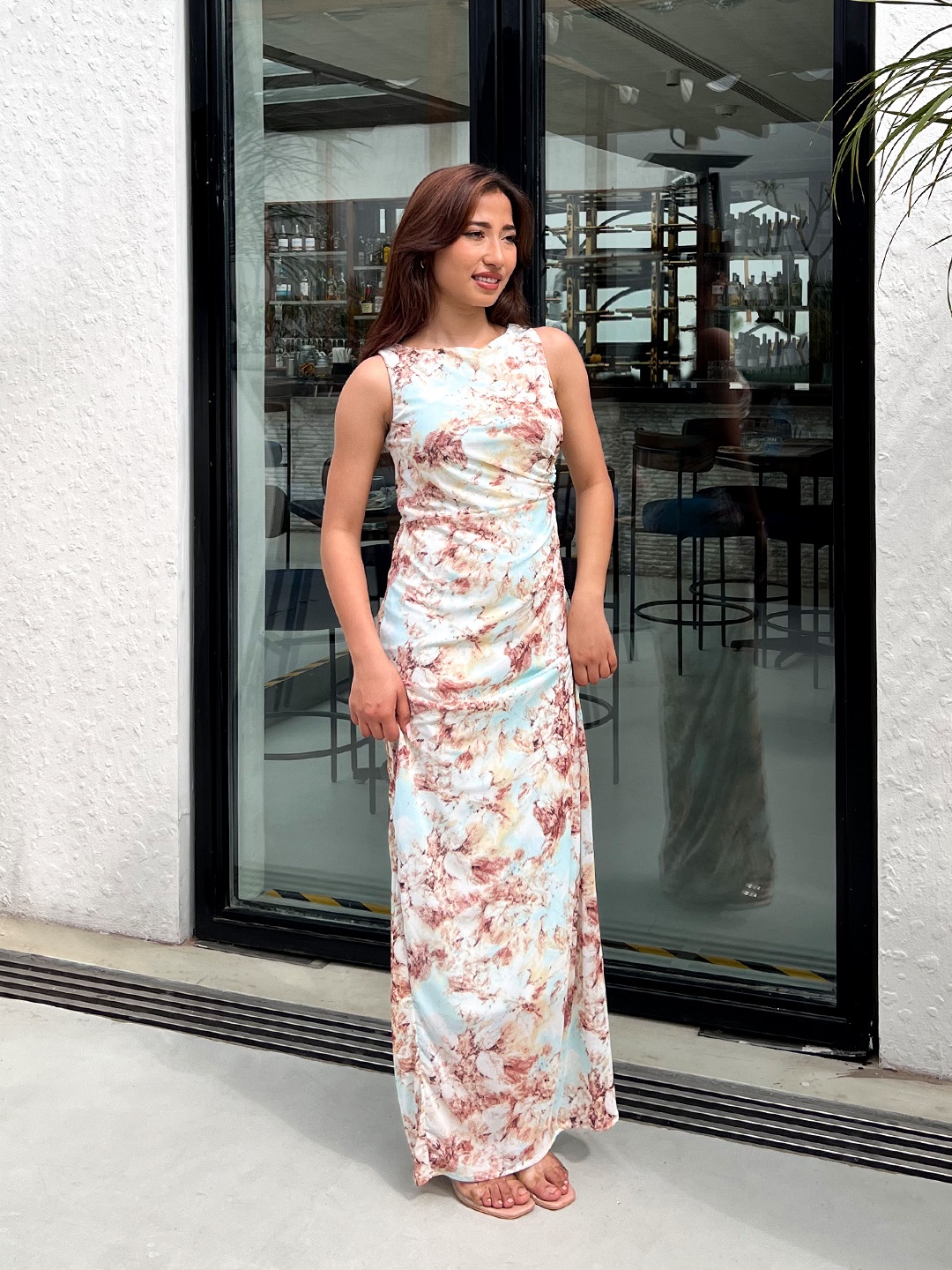

Stylecast X Hersheinbox Floral Print Net Maxi Dress, Green