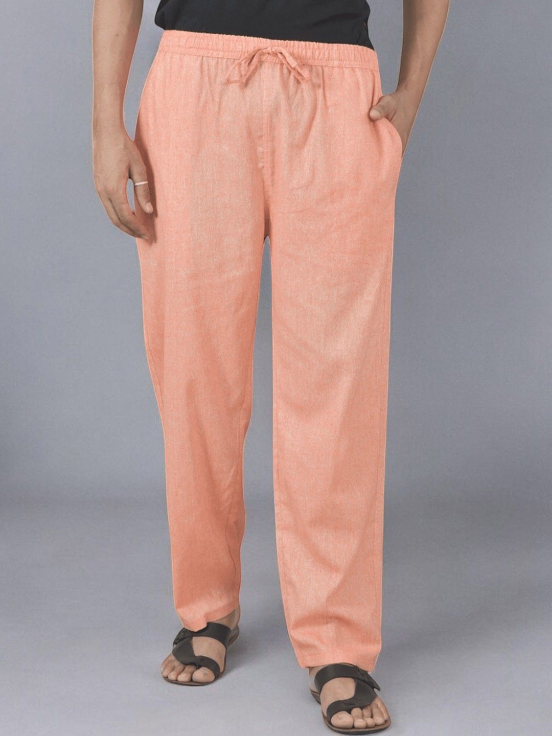 

Qashida Men Relaxed Straight Leg Easy Wash Trousers, Peach