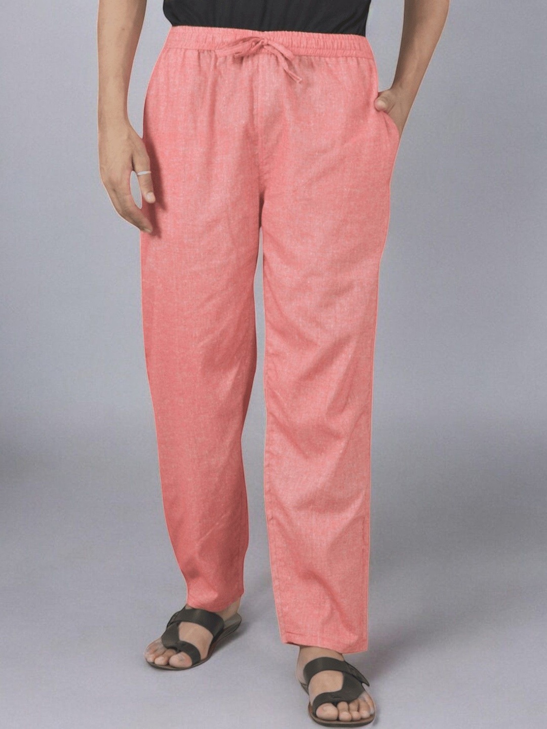 

Qashida Men Relaxed Straight Leg Easy Wash Trousers, Pink