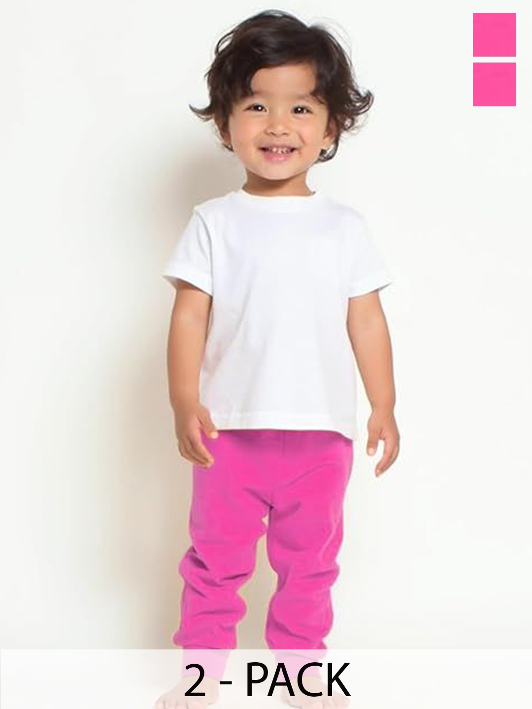 

BAESD Kids Pack Of 2 Cotton Relaxed Fit Mid-Rise Joggers, Pink