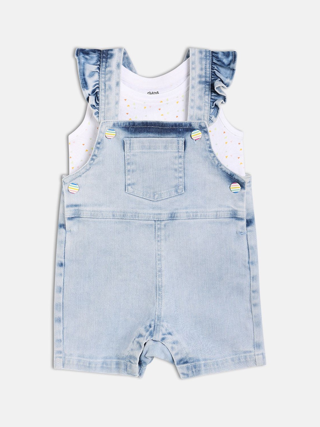 

MINI KLUB Infant Girls Printed Dungarees With Top, White