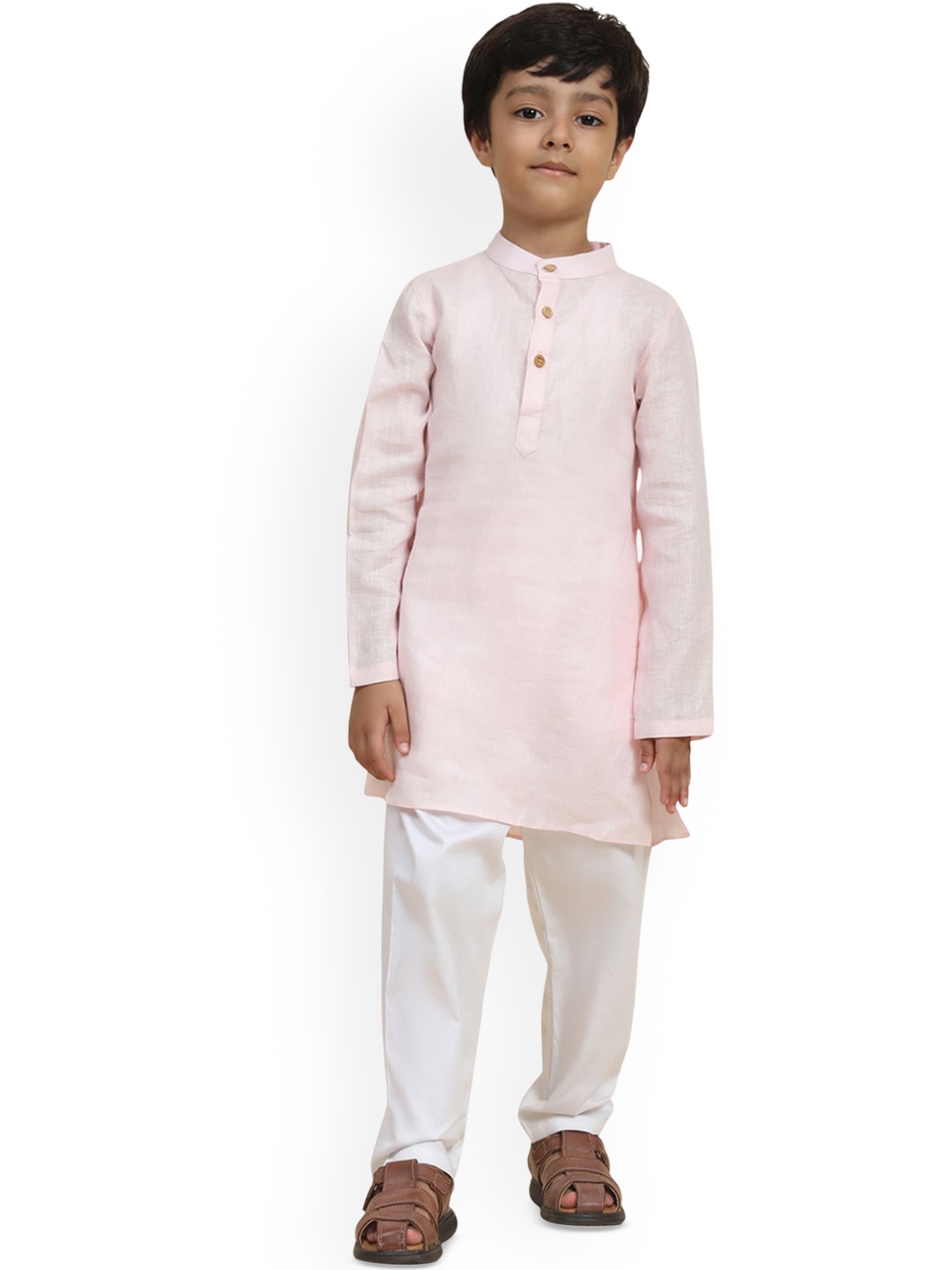 

Funny Bones Clothings Boys Band Collar Kurta With Pyjamas, Pink