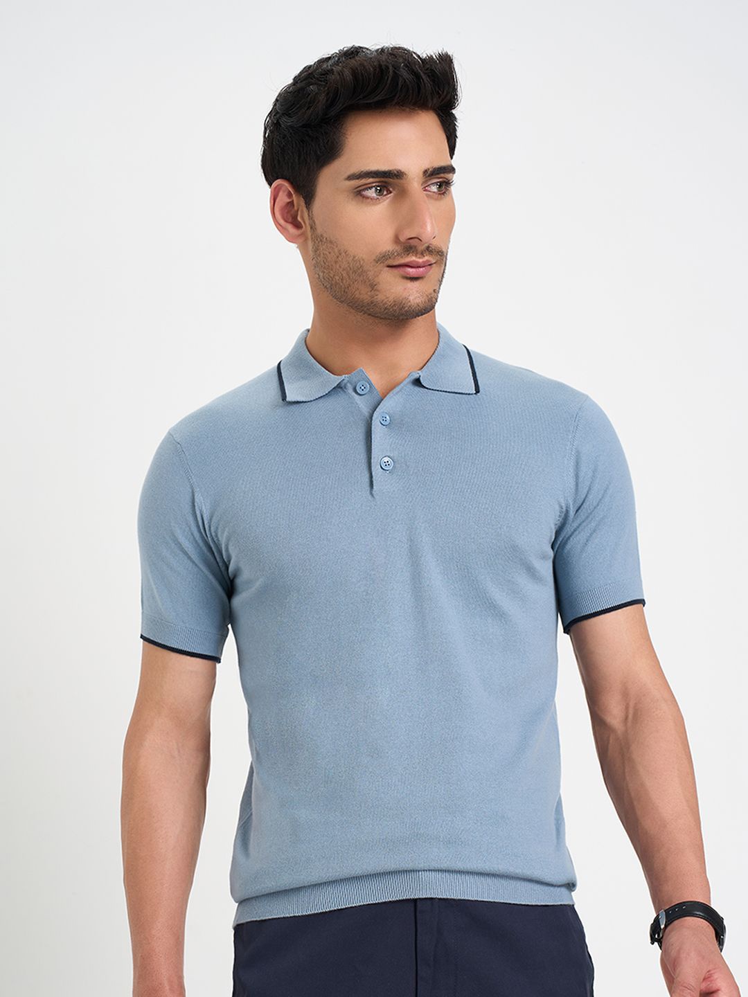 

Peregrine by Pantaloons Men Polo Collar Pockets Slim Fit T-shirt, Blue