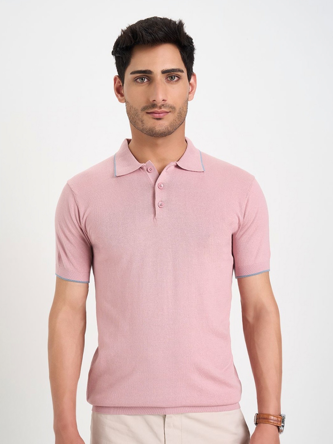 

Peregrine by Pantaloons Men Polo Collar Pockets Slim Fit T-shirt, Pink