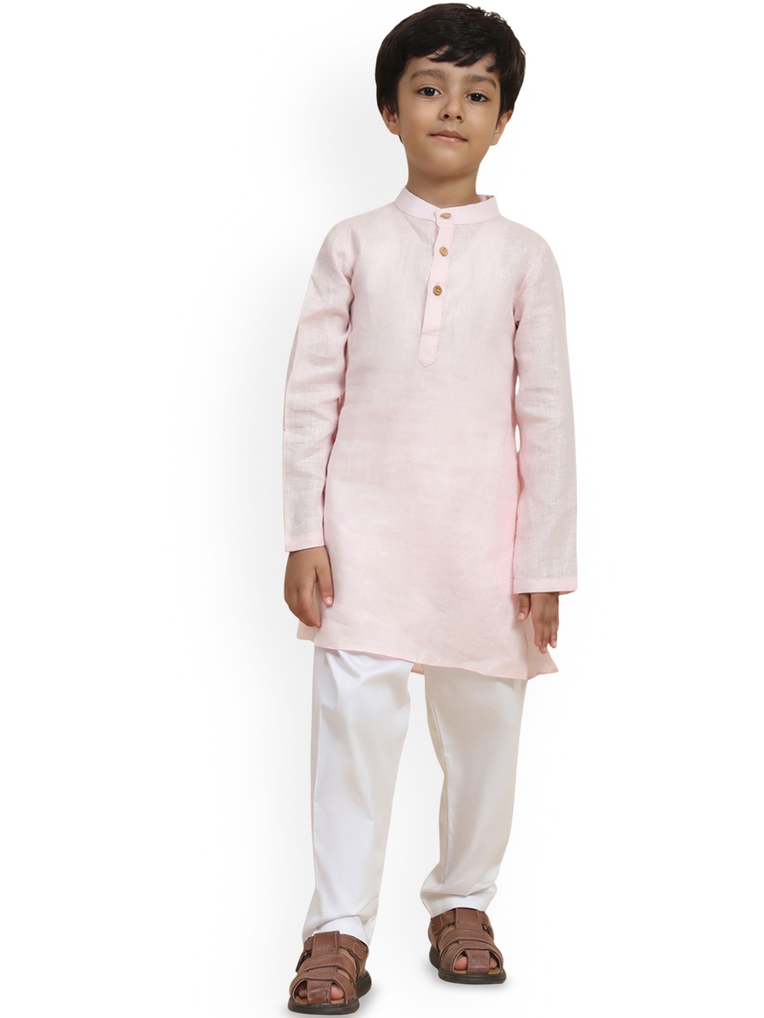 

Funny Bones Clothings Boys Band Collar Kurta With Pyjamas, Pink