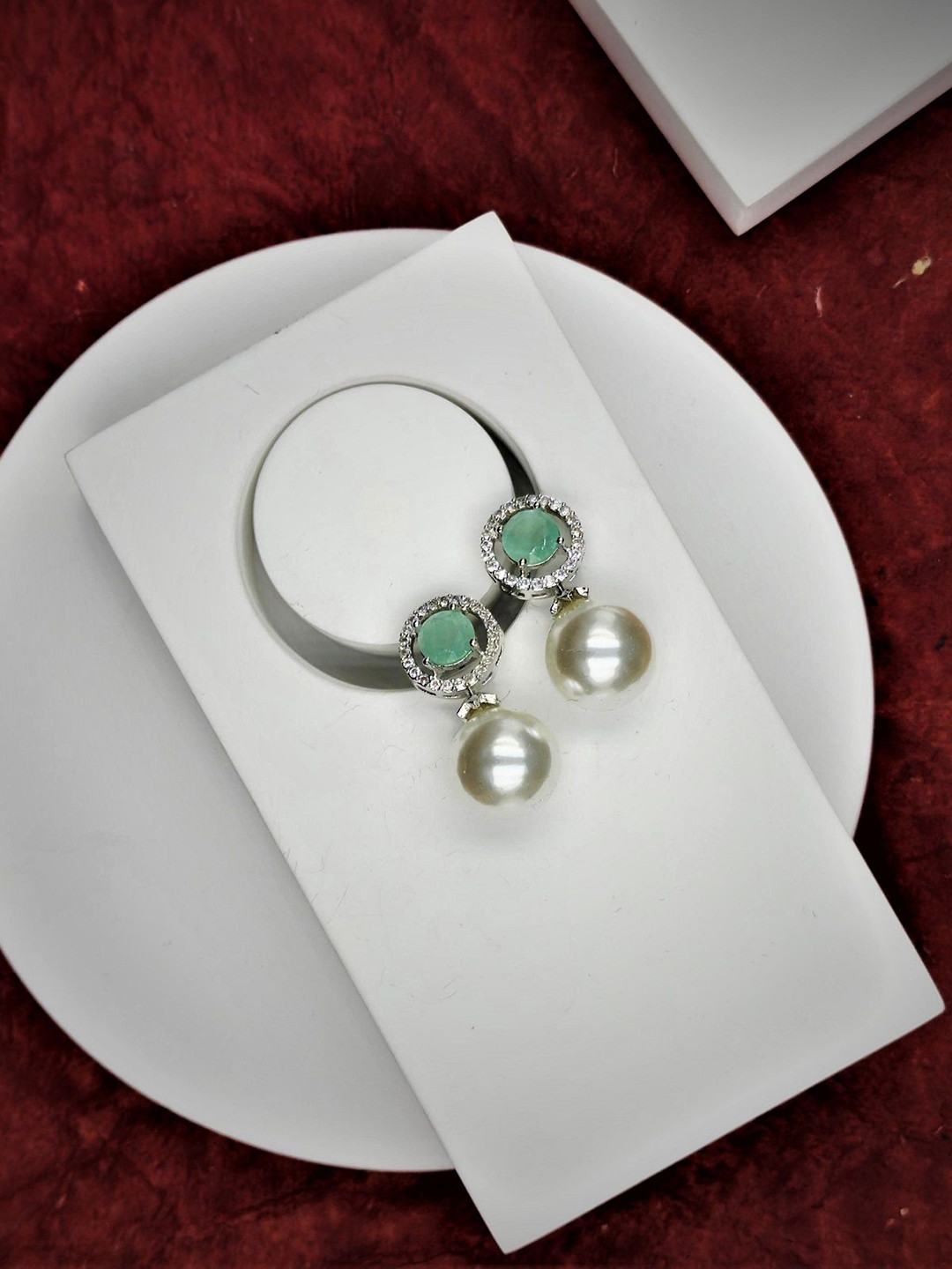 

AKLINA Cubic Zirconia Diamond Shaped Drop Earrings, Sea green