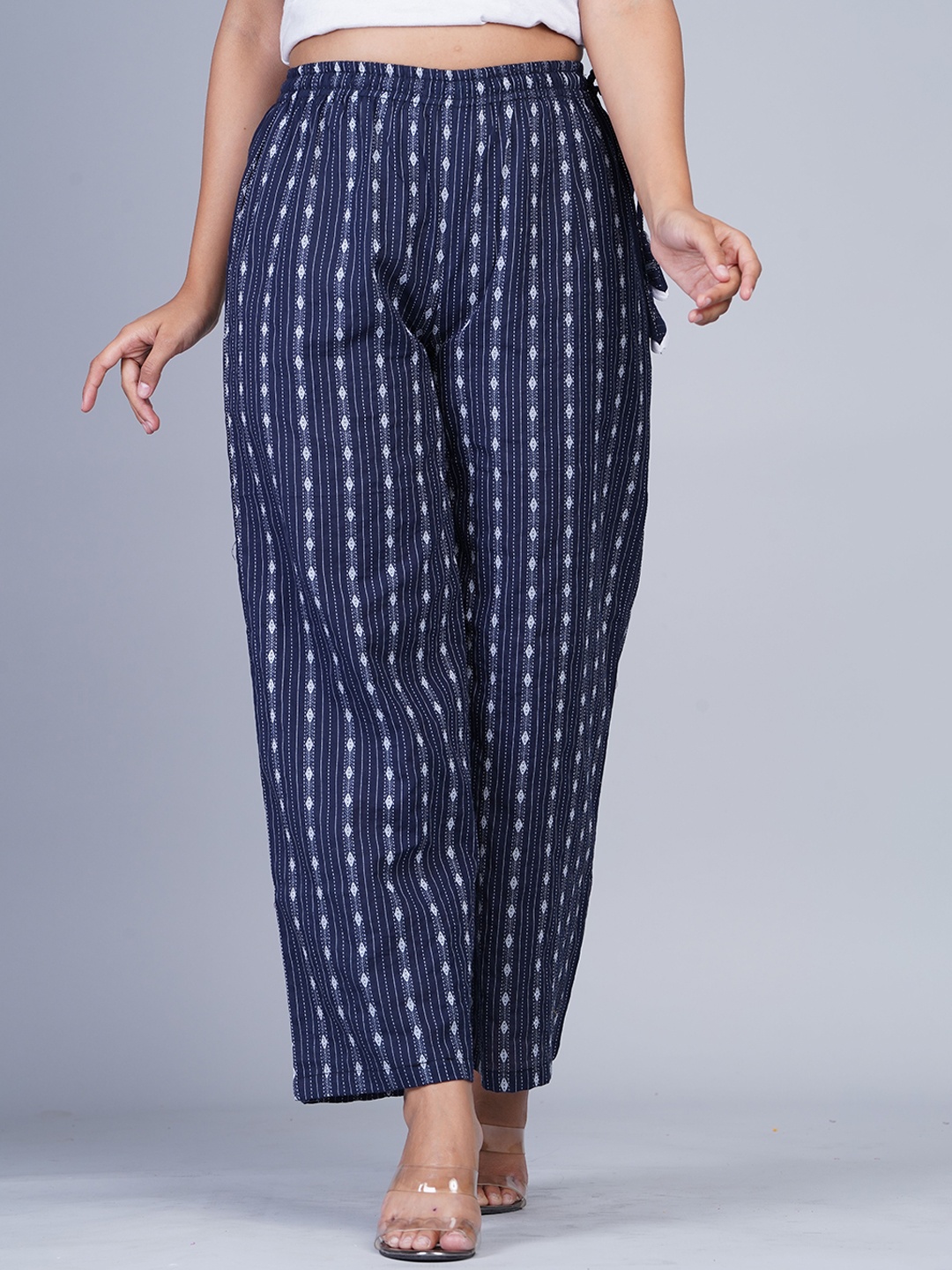 

Wakshi Kurti Women Striped Cotton Trousers, Blue