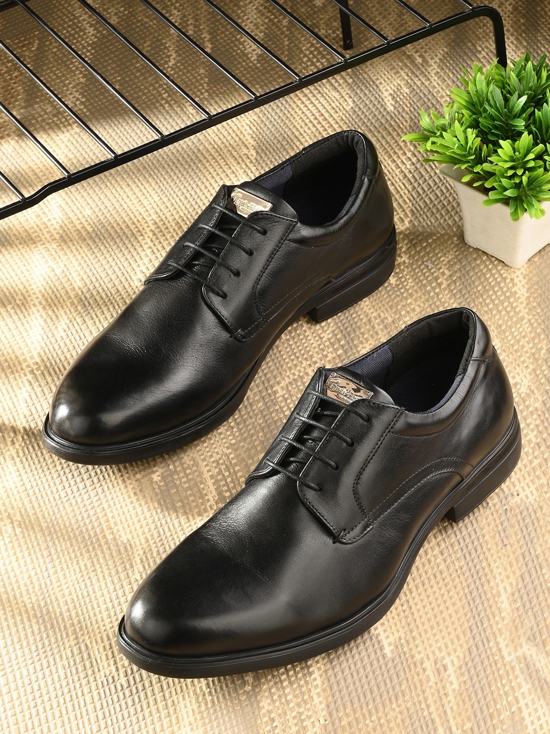 

FRESH 1947 FEET Men Leather Lace-Ups Formal Oxfords, Black