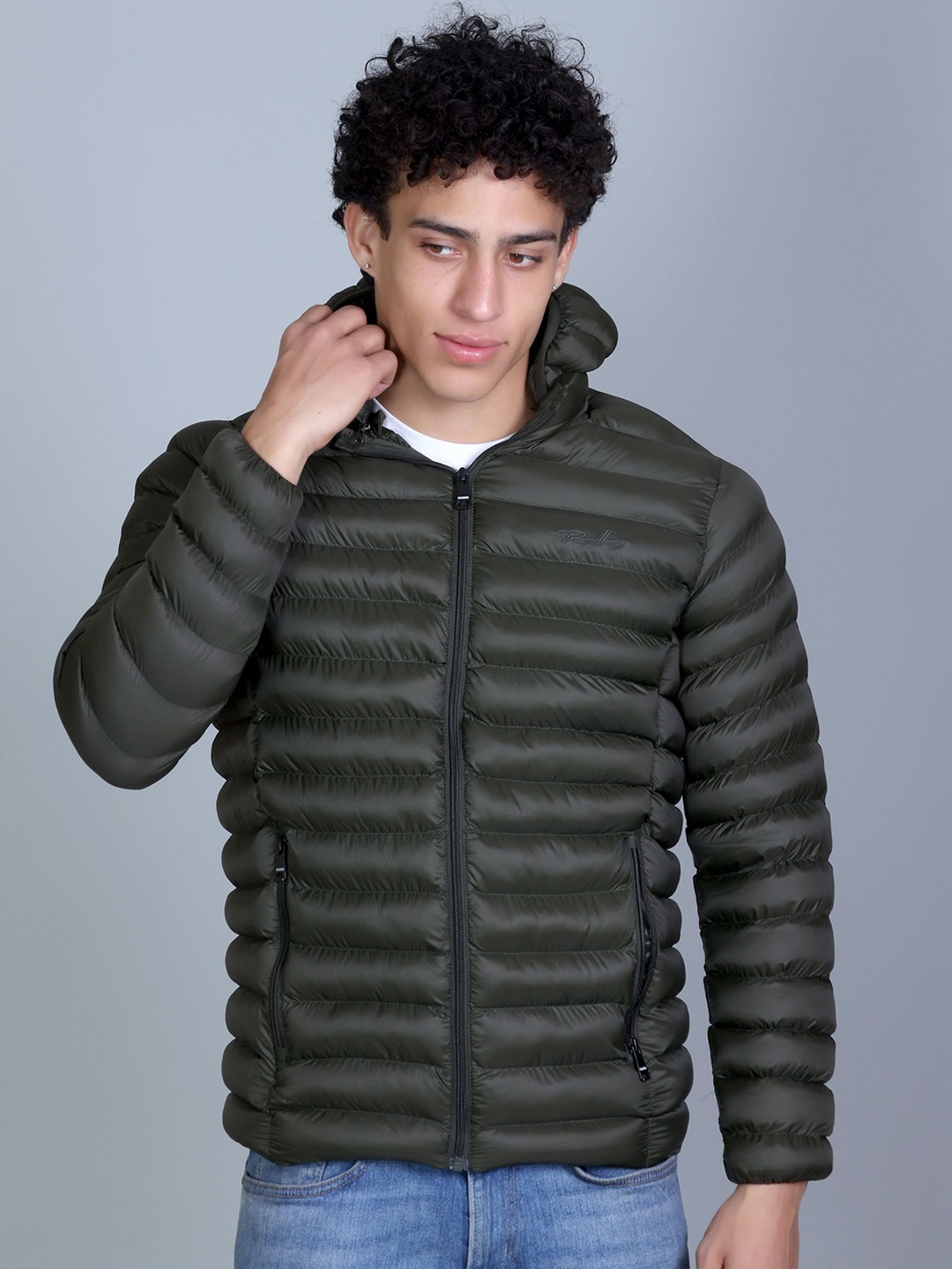 

Roadking Men Hooded Solid Casual Lightweight Puffer Jacket, Olive