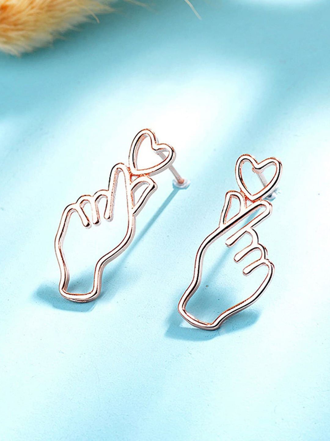 

BEYTER Stainless Steel Heart Shaped Korean Drop Earrings, Gold