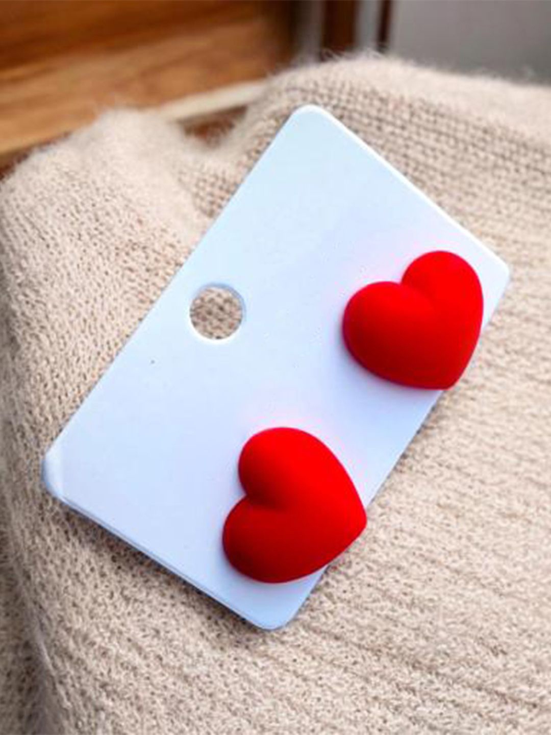 

BEYTER Korean Stainless Steel Artificial Stones Studded Heart Shaped Studs, Red