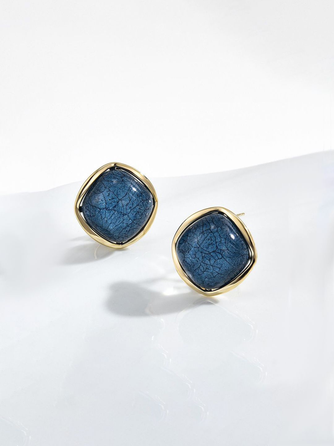 

BEYTER Stainless Steel Artificial Stones Studded Geometric Shaped Studs, Gold
