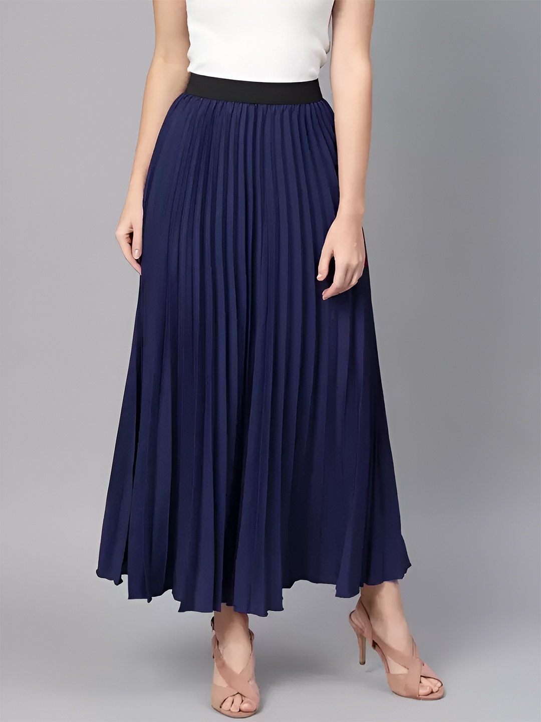 

ZWERLON Women A-Line Maxi Skirt, Blue