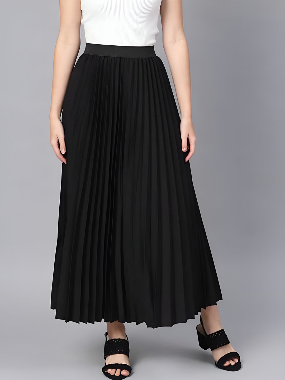 

ZWERLON Women Flared A-Line Maxi Skirt, Black