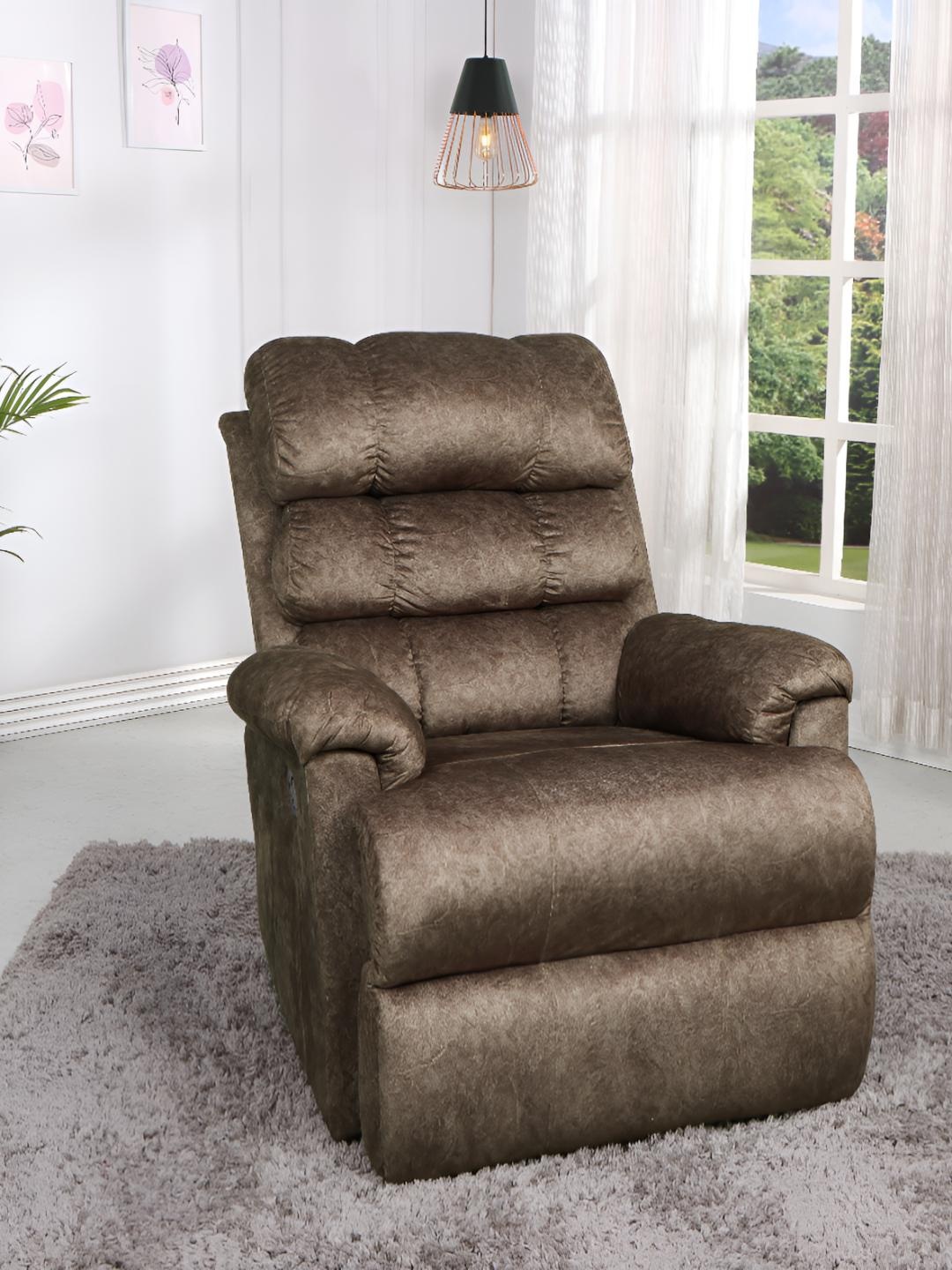 

SOLIS Royale - The Desired Comfort Brown Fabric Manual Recliner Sofa chair 1 Seater