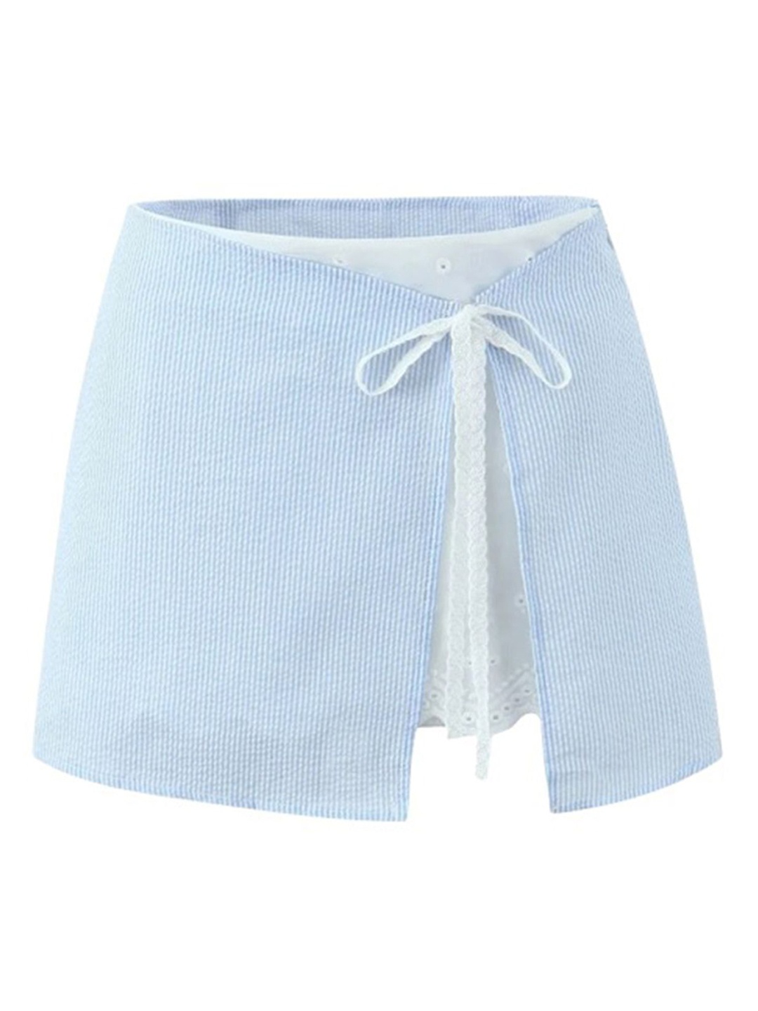 

LULU & SKY Women Striped Tie-Ups Mini Skirt, Blue