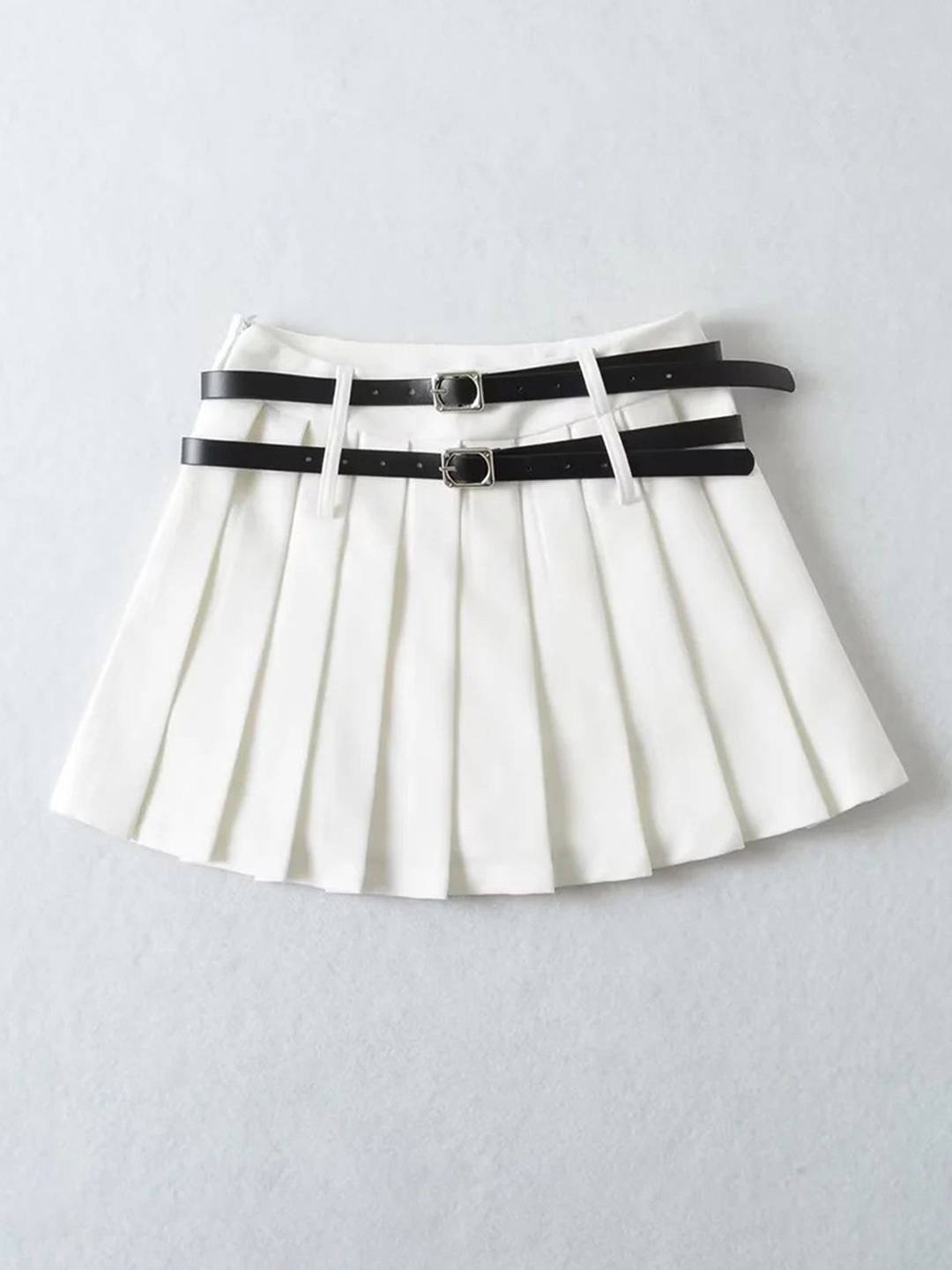

LULU & SKY Women Mini Knife Pleat Skater Skirt, White