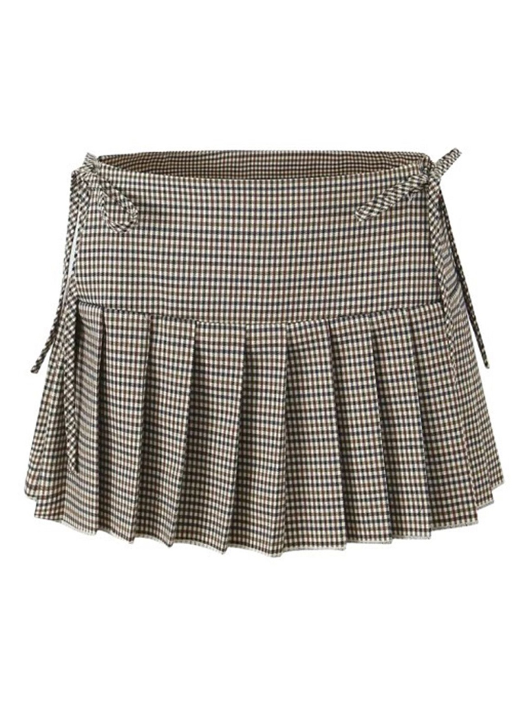 

LULU & SKY Women Printed Pleated Mini Skirt, Brown