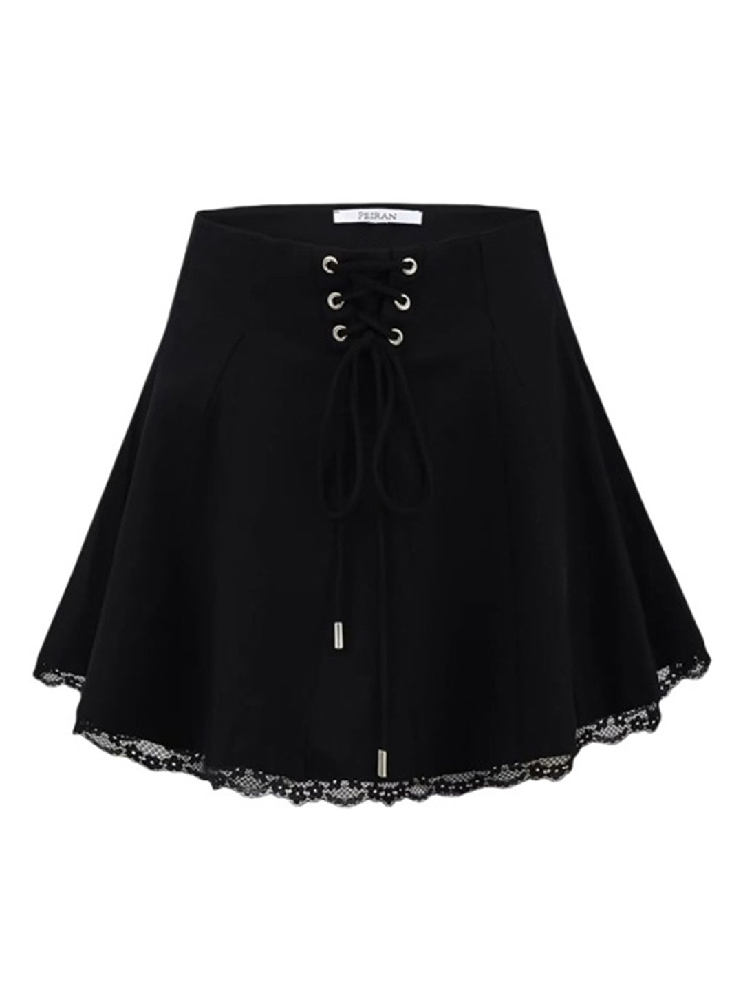 

LULU & SKY Lace-up Detail Mini Skirt, Black