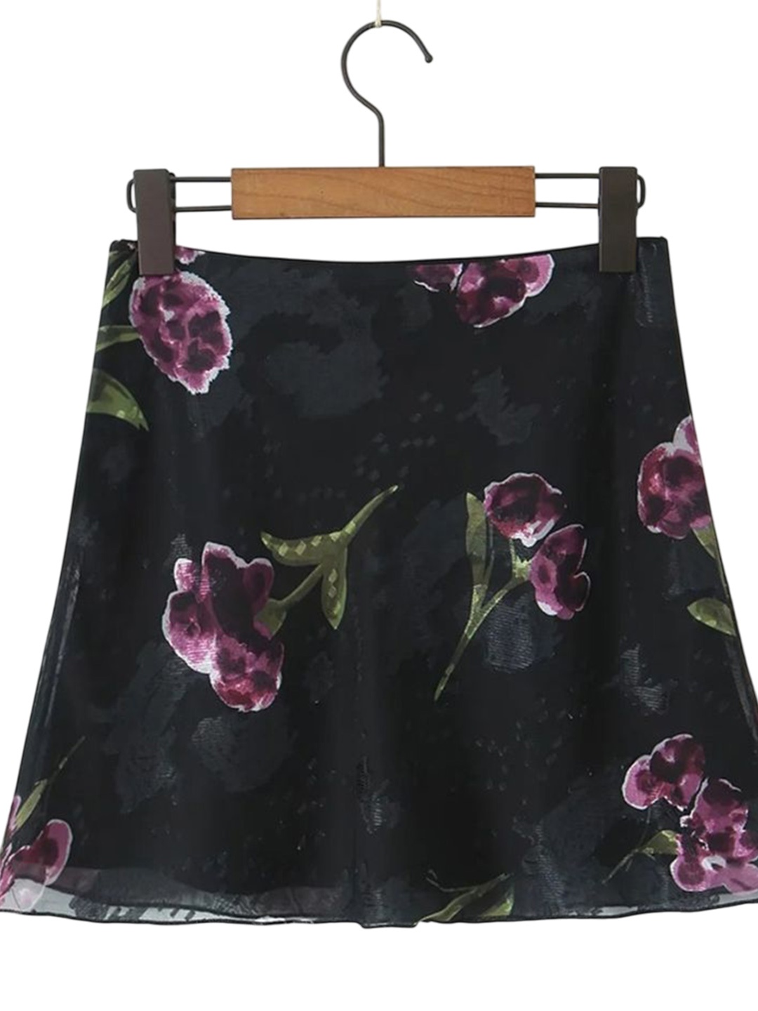 

LULU & SKY Women Floral Printed Mini Skirt, Black