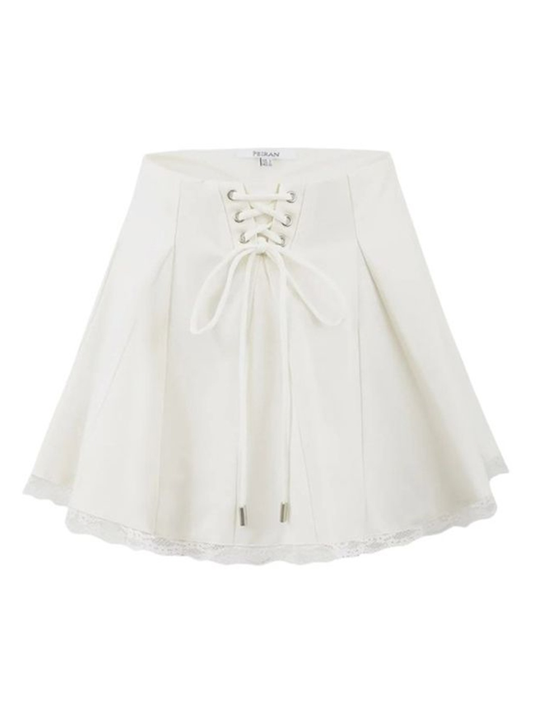 

LULU & SKY Women Lace-up Detail Mini Skirt, White