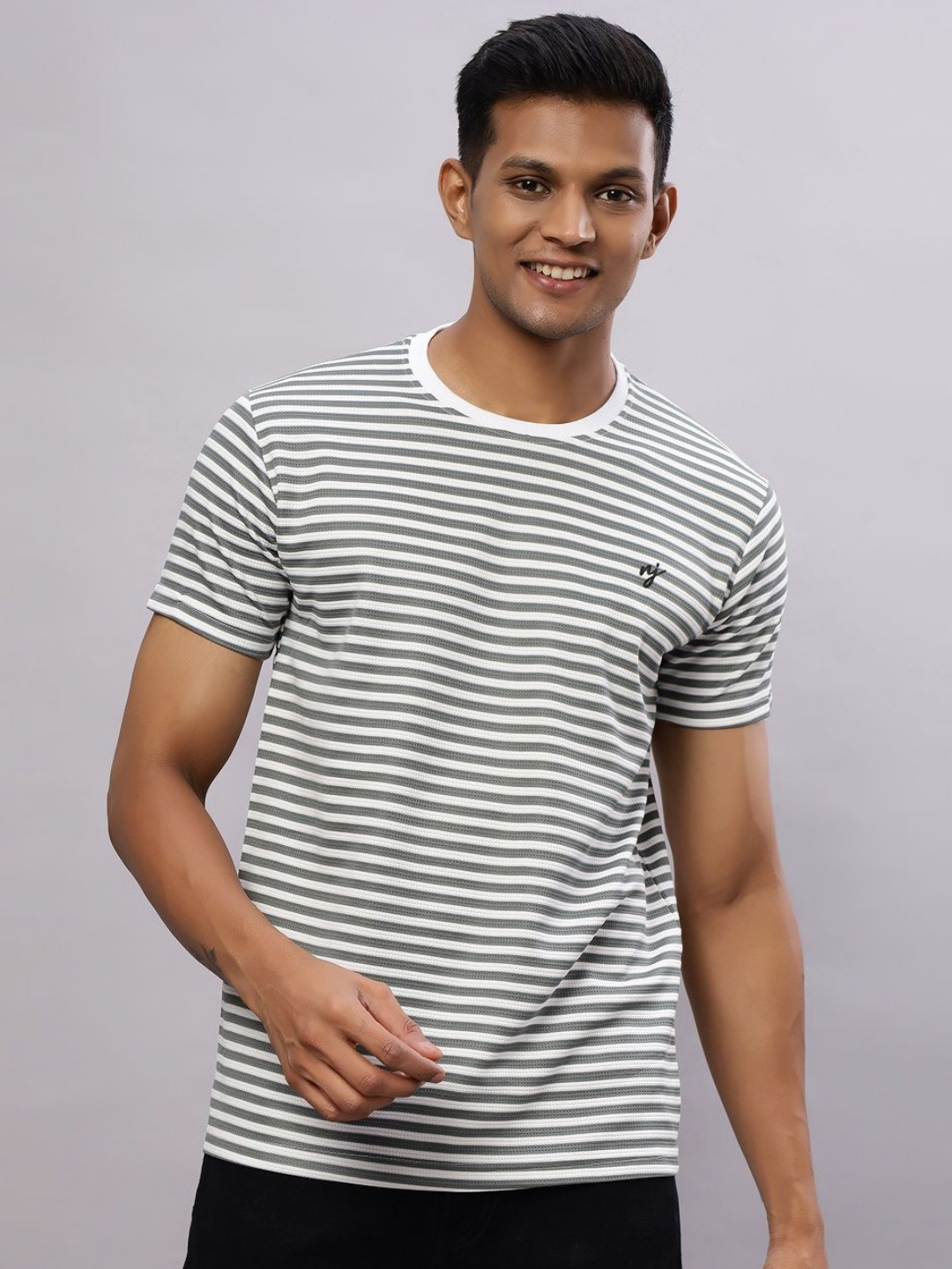 

N AND J Men Drop-Shoulder Sleeves Pockets T-shirt, Olive