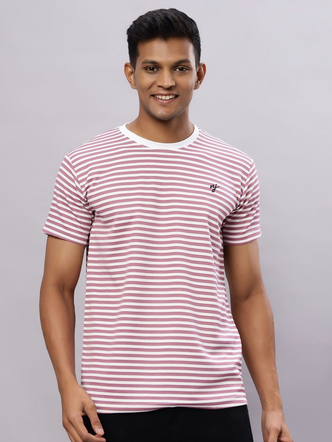 

N AND J Men Applique T-shirt, Rose gold