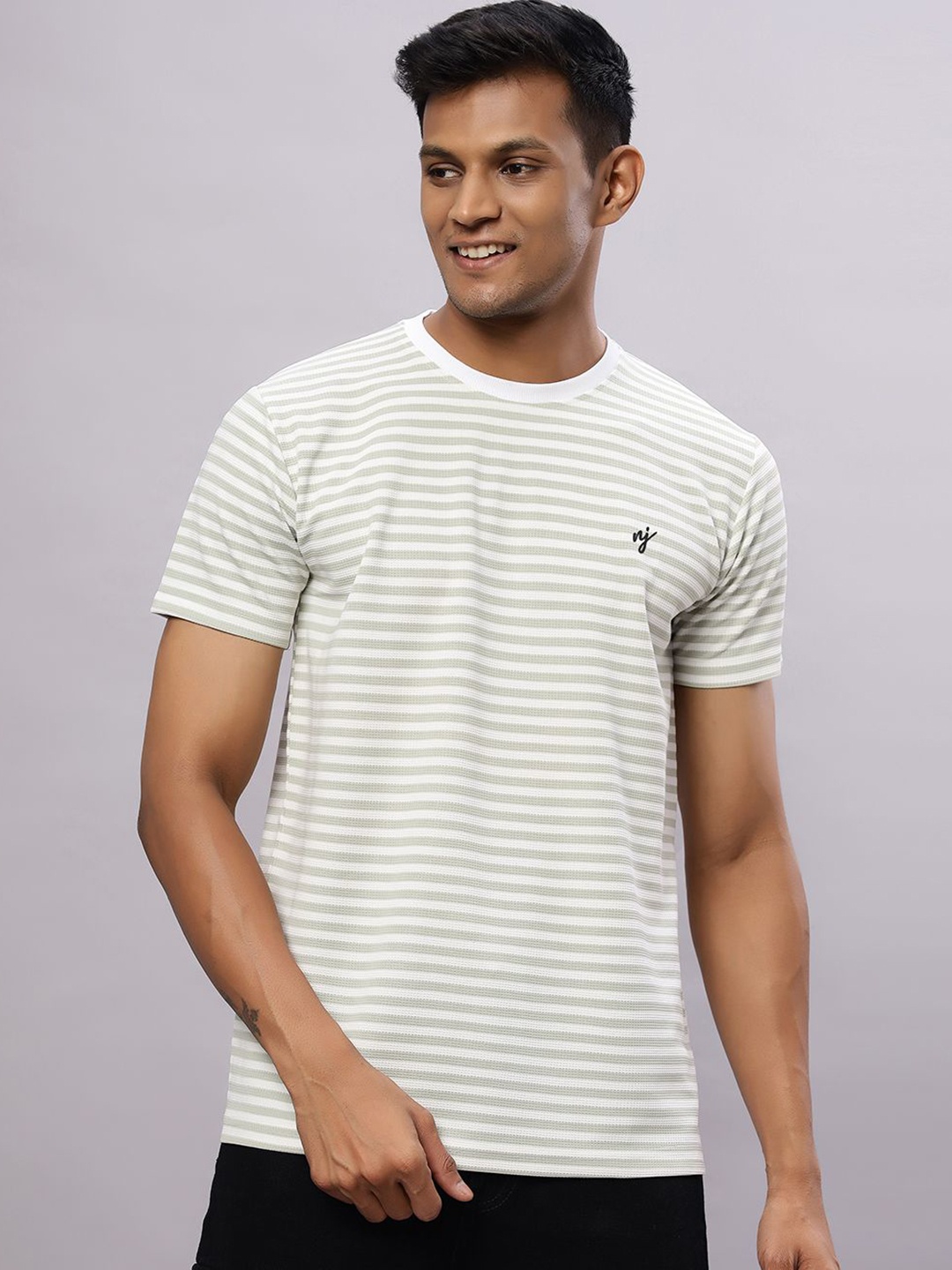 

N AND J Men Applique T-shirt, Green