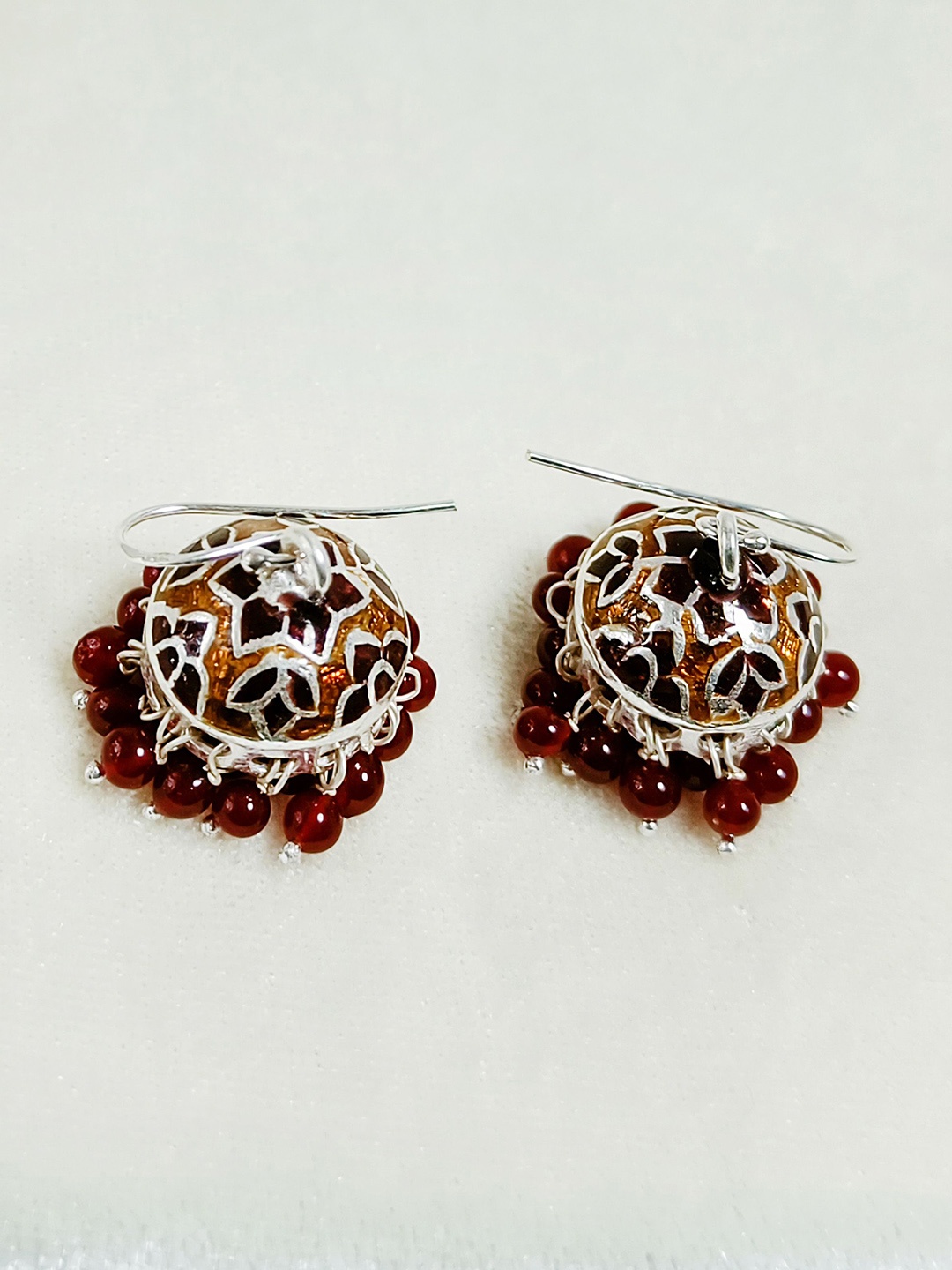 

INARI SHINES 925 Sterling Silver Artificial Beaded Dome Shaped Enamelled Jhumkas